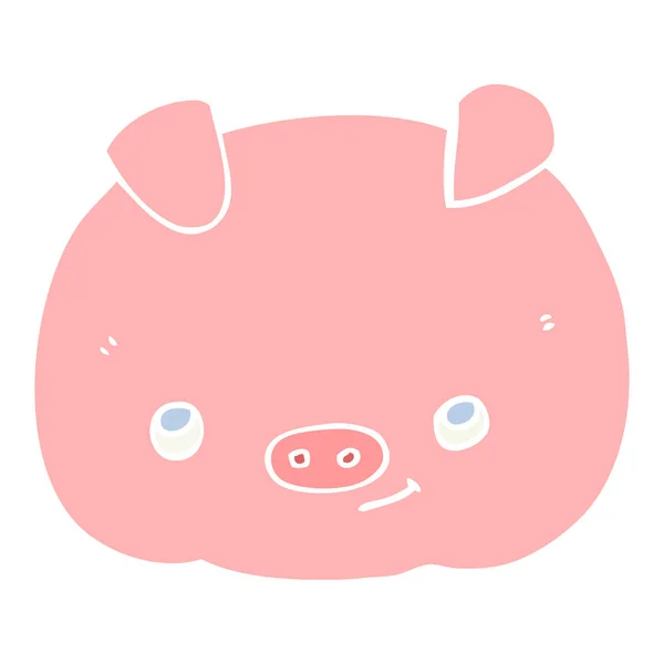 Flat Color Style Cartoon Happy Pig — Stock Vector