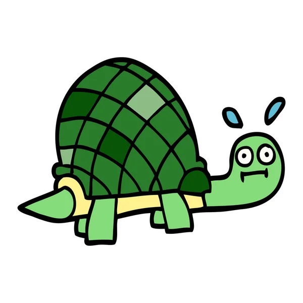 Dessin Animé Gribouille Tortue Drôle — Image vectorielle