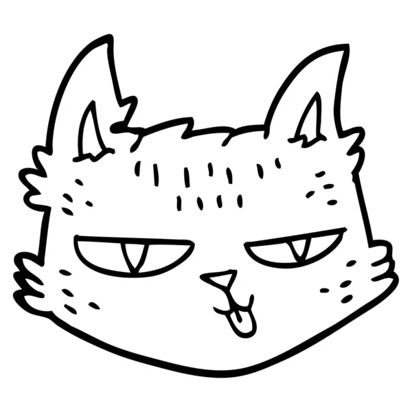 線画漫画幸せな猫 — ストックベクタ
