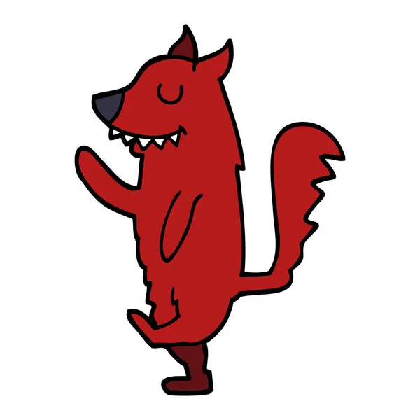 Kreslený Doodle Fox Chůzi — Stockový vektor