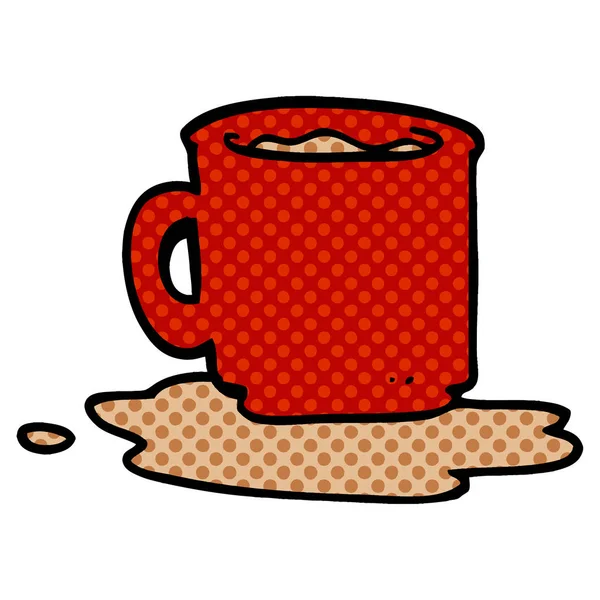 Karikatur Doodle Von Verschüttetem Becher Tee — Stockvektor