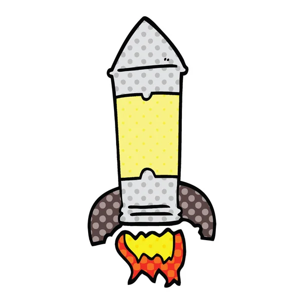Cohete Dibujos Animados Estilo Cómic — Vector de stock