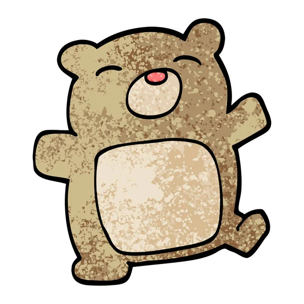 Grunge Texturierte Illustration Cartoon Teddybär — Stockvektor