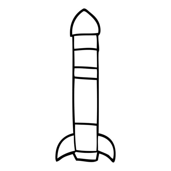 Line Drawing Cartoon Tall Rocket — Stock Vector
