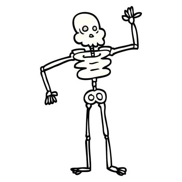 Hand Drawn Doodle Style Cartoon Skeleton — Stock Vector