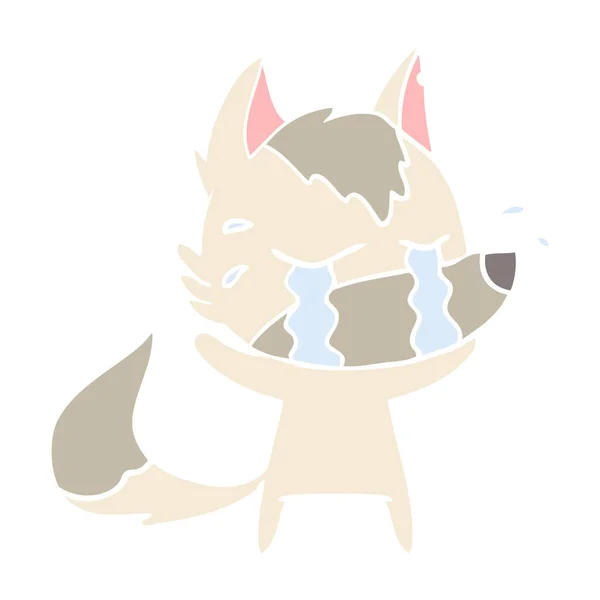 Flache Farbe Stil Cartoon Weinender Wolf — Stockvektor