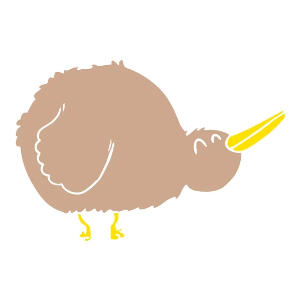 Flache Farbe Stil Karikatur Kiwi Vogel — Stockvektor