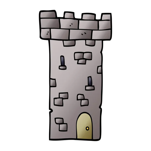 Cartoon Doodle Castle Tower — Stock Vector