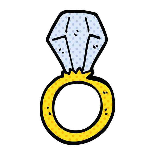 Anillo Compromiso Dibujos Animados Estilo Cómic — Vector de stock