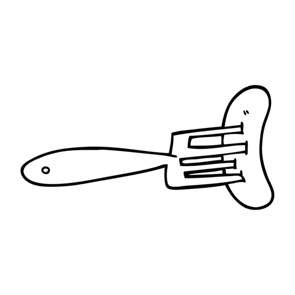 Line Drawing Cartoon Sausage Fork — Stock Vector