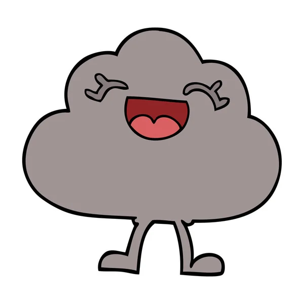 Cartoon Doodle Happy Grey Cloud — Stock Vector