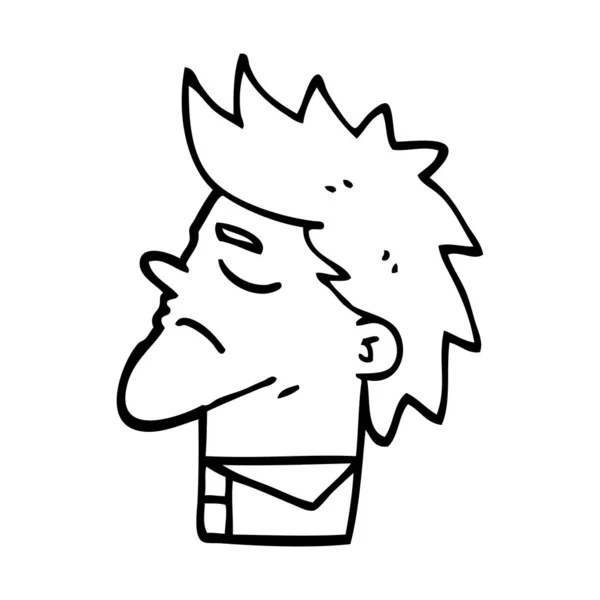 Línea Dibujo Dibujos Animados Hombre Arrogante — Archivo Imágenes Vectoriales
