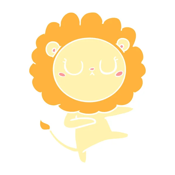 Plat Couleur Style Dessin Animé Lion Danse — Image vectorielle
