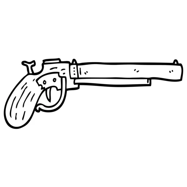Black White Cartoon Old Pistol — Stock Vector