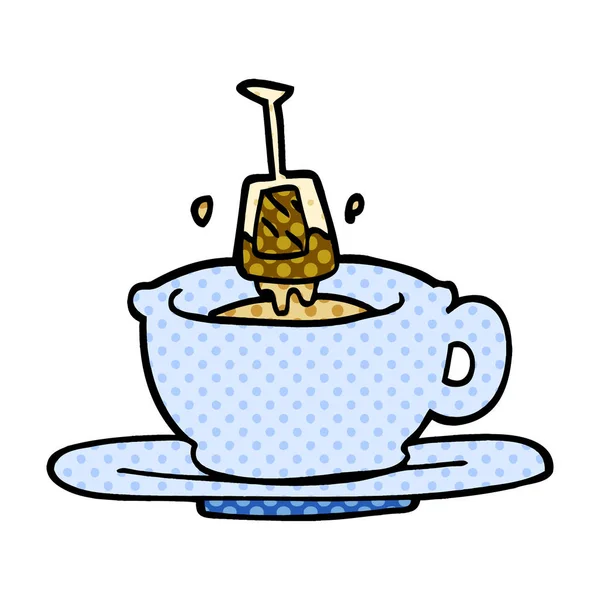 Desenho Animado Doodle Xícara Chá —  Vetores de Stock