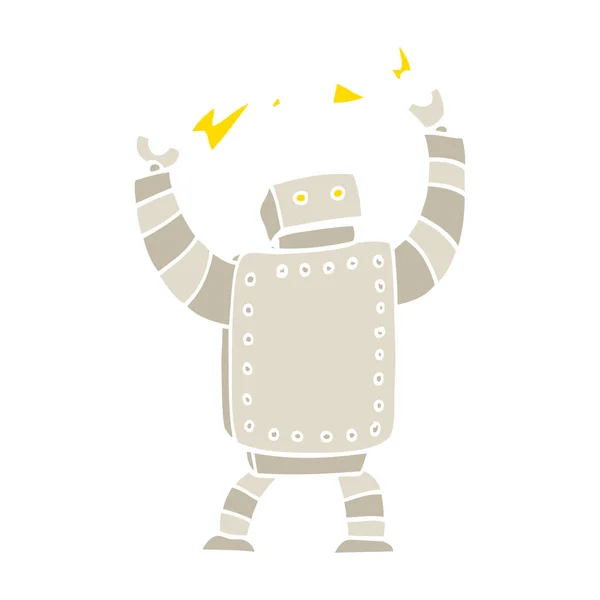 Plochý Barevný Obrázek Kreslené Obří Robot — Stockový vektor
