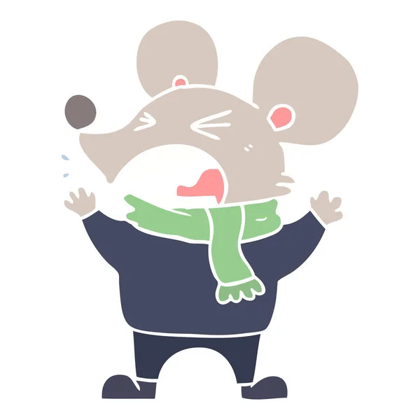 Flache Farbe Stil Karikatur Wütende Maus — Stockvektor