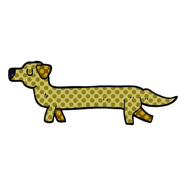 Desenho Animado Doodle Dachshund Fundo Branco — Vetor de Stock