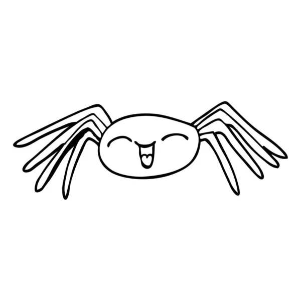 Line Drawing Cartoon Happy Spider — Stock Vector