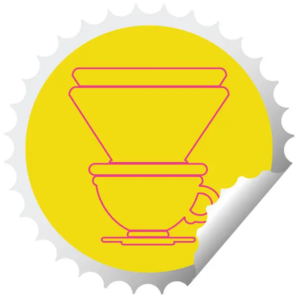 Coffee Filter Cup Circular Peeling Sticker — Stock Vector