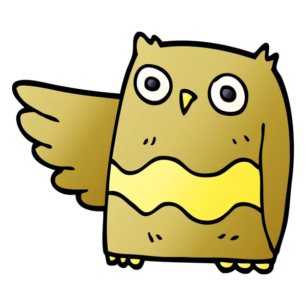 Kartun Doodle Happy Owl - Stok Vektor