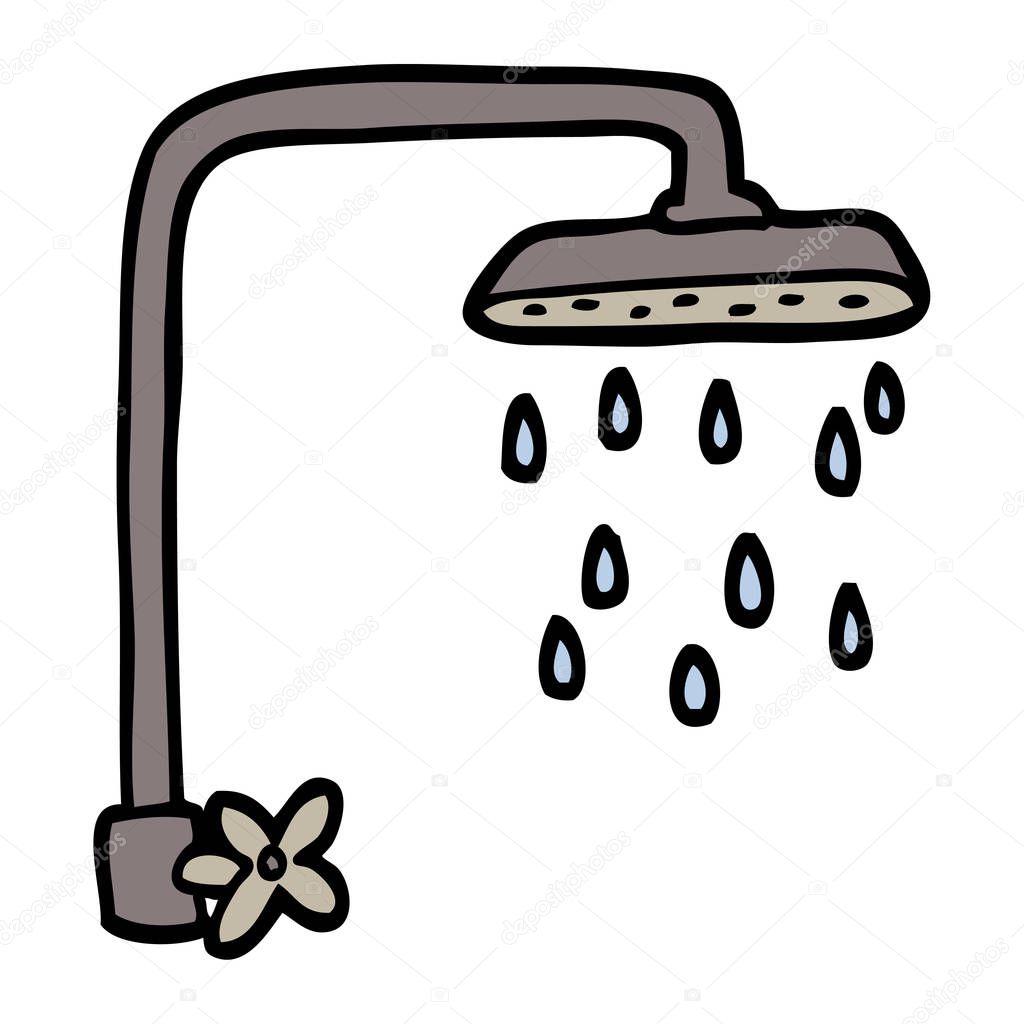 hand drawn doodle style cartoon shower head