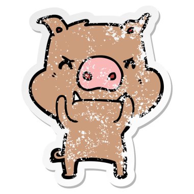 kızgın çizgi film domuz bir sıkıntılı etiket