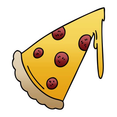Degrade gölgeli ilginç karikatür dilim pizza