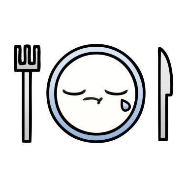 Degrade gölgeli karikatür yemek tabağı