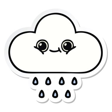 sevimli çizgi yağmur bulutu etiket