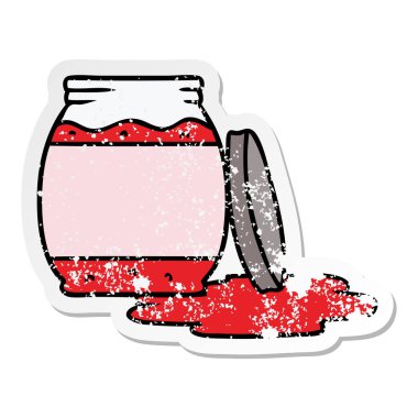 sıkıntılı etiket karikatür doodle çilek reçeli