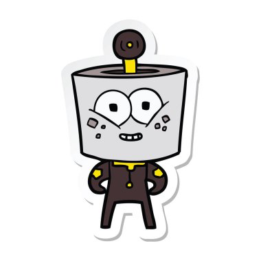 bir mutlu karikatür robot Sticker