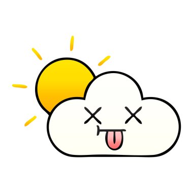 Degrade gölgeli karikatür güneş ve bulut