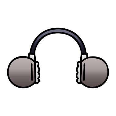 Degrade gölgeli karikatür retro kulaklık