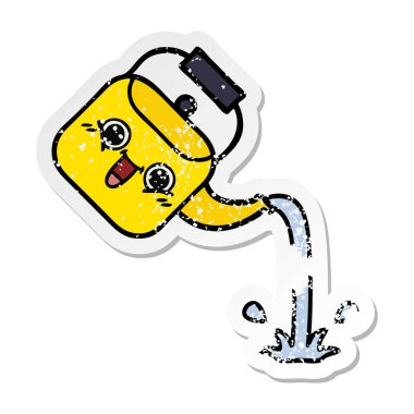 su ısıtıcısı dökülen bir sevimli çizgi sıkıntılı etiket