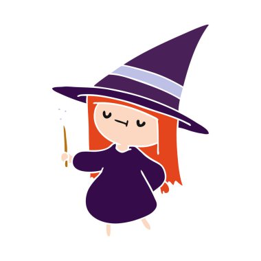 bir şirin kawaii cadı kız çizgi film gösterimi