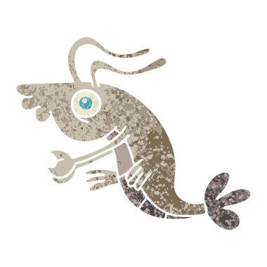 ilginç retro illüstrasyon tarzı çizgi film kerevit