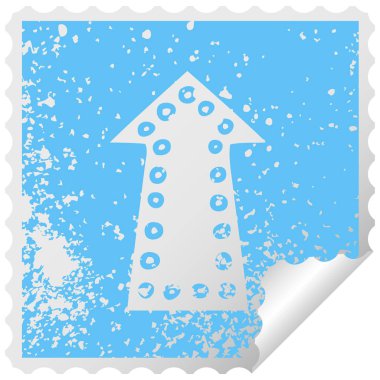 ilginç sıkıntılı kare peeling etiket sembolü ok