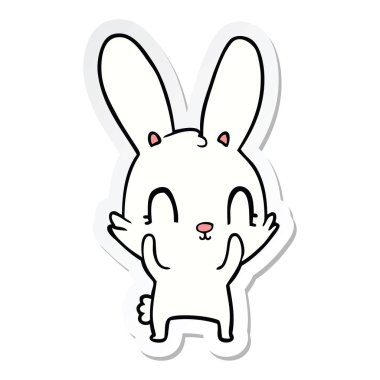 sevimli çizgi tavşan çıkartması