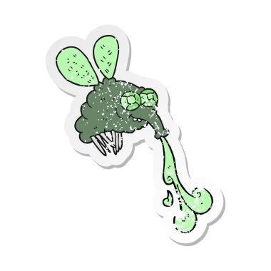 bir çizgi film iğrenç Retro sıkıntılı etiket sinek