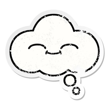 sevimli çizgi düşünce balonu sıkıntılı etiket