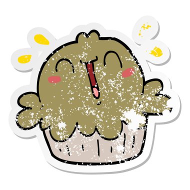 sevimli çizgi pastası sıkıntılı etiket