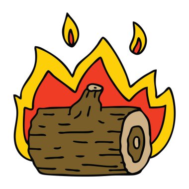 ilginç el çizilmiş karikatür kamp ateşi