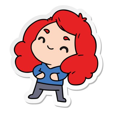 etiket karikatür bir şirin kawaii kız