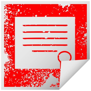 sıkıntılı kare etiketi simgesi iş diploma peeling 