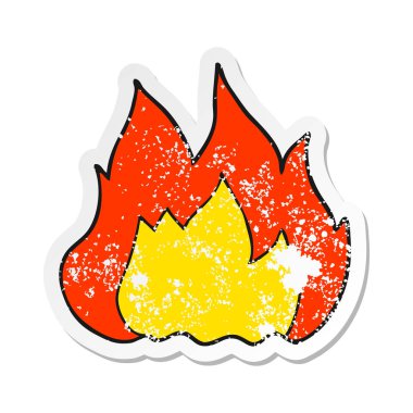 bir çizgi film ateş Retro sıkıntılı etiket