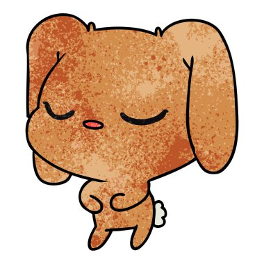 şirin kawaii Bunny serbest el çekilmiş dokulu çizgi film