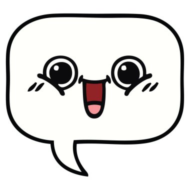 sevimli çizgi bir konuşma balonu