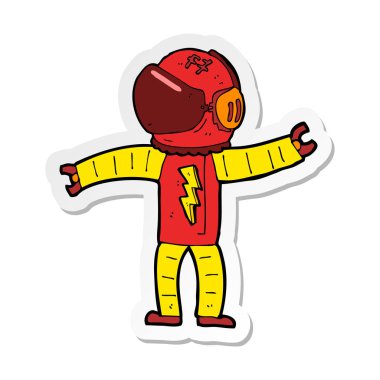 bir çizgi film astronotun etiket