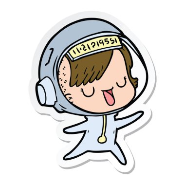 bir çizgi film astronot kadının etiket